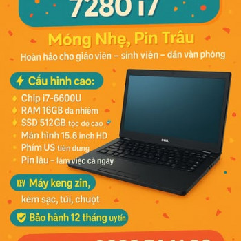 Laptop Dell 7280 i7 – Mỏng Nhẹ, Pin Trâu